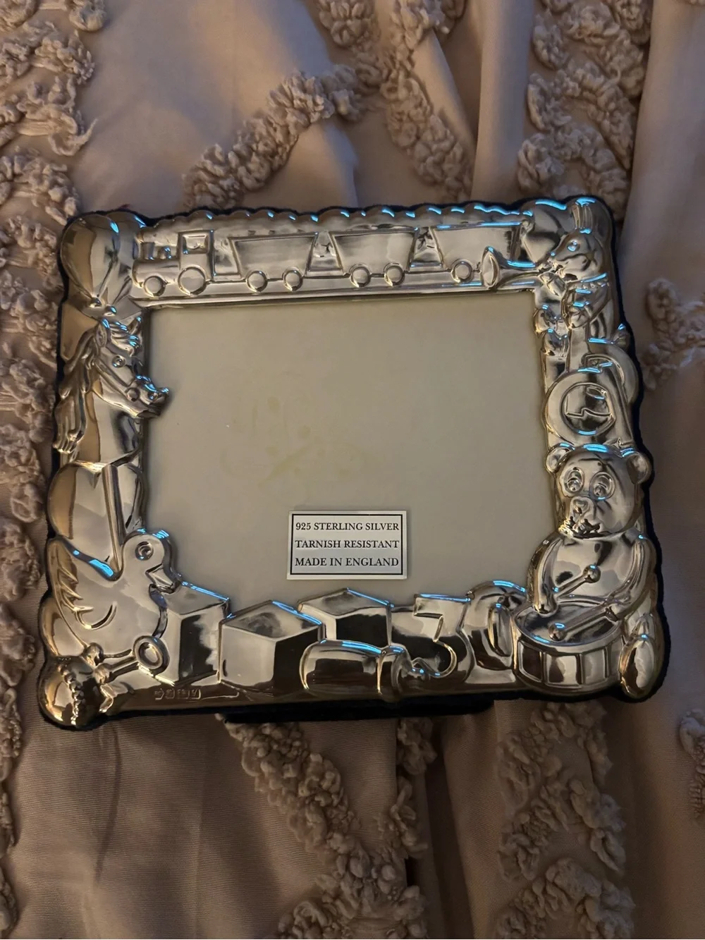 New Carrs Sterling Silver Teddy Toy Box Kids Picture Frame England 5.5
